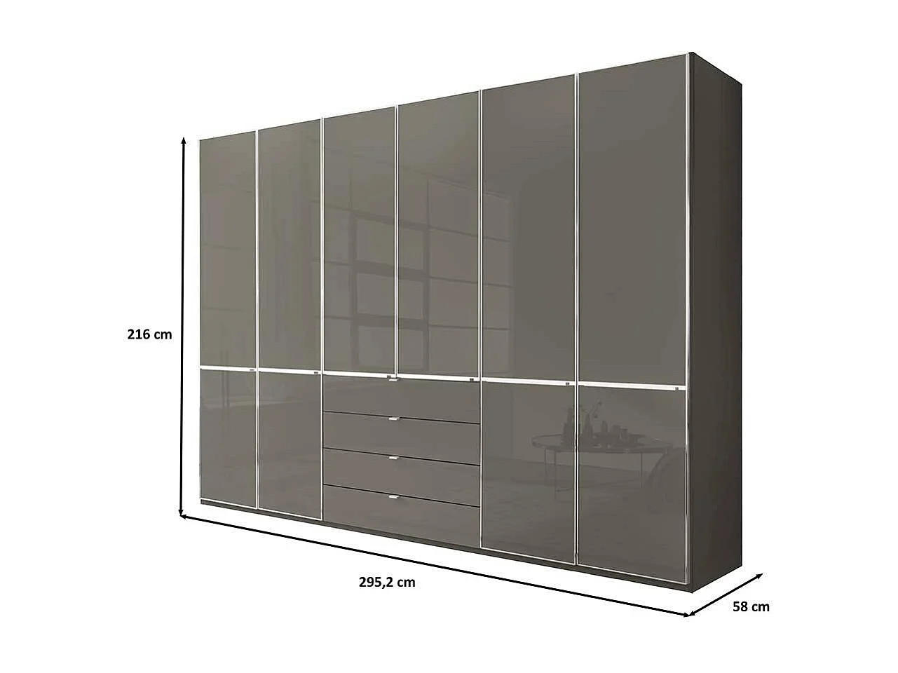 Kleiderschrank Schlafzimmerschrank - Front glasbeschichtet in Braun