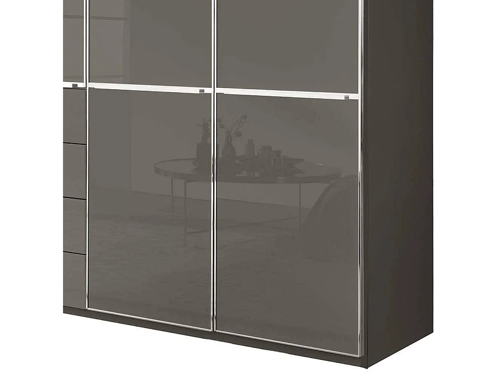 Kleiderschrank Schlafzimmerschrank - Front glasbeschichtet in Braun