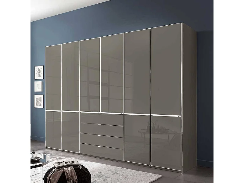 Kleiderschrank Schlafzimmerschrank - Front glasbeschichtet in Braun