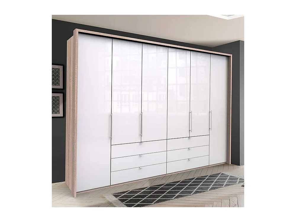 Extrabreiter Kleiderschrank in Weiß Eiche Sägerau