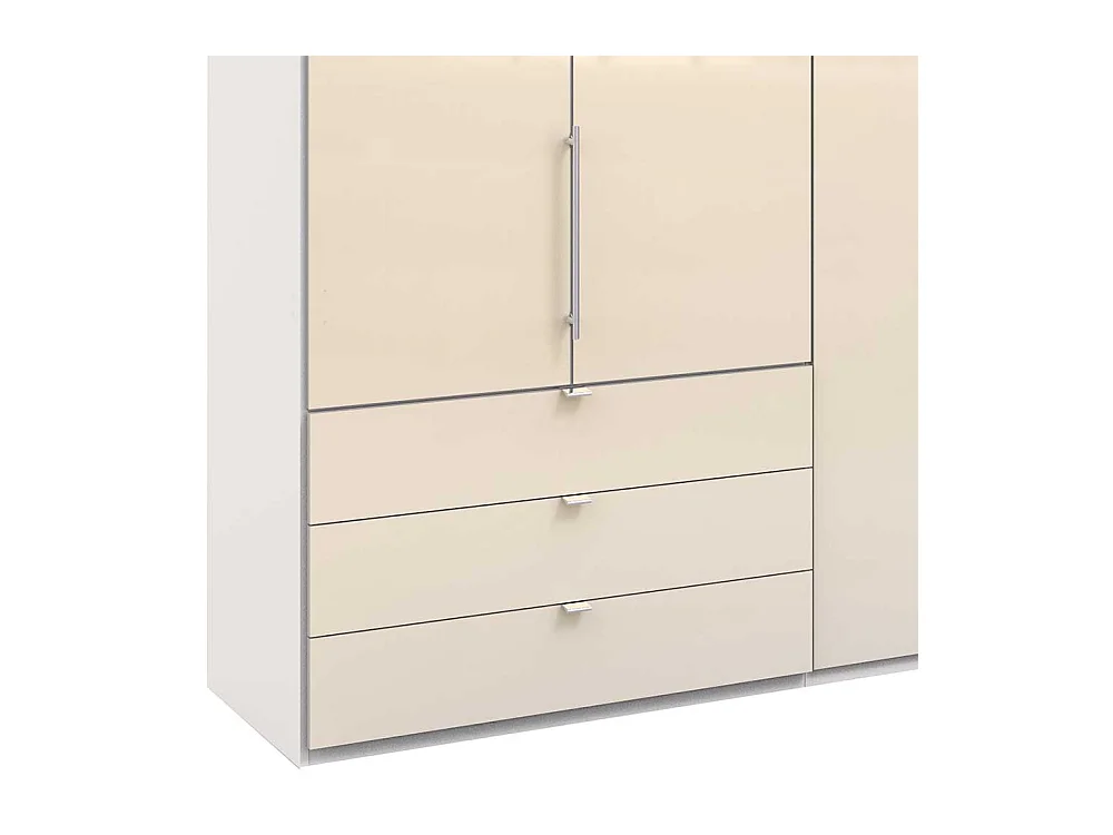 XL Kleiderschrank in Cremefarben glasbeschichtet