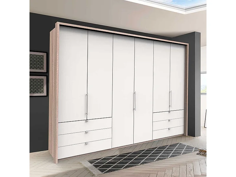 Großer Falttüren Kleiderschrank mit sechs Schubladen Made in Germany