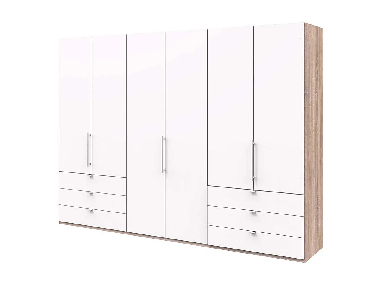 Großer Falttüren Kleiderschrank mit sechs Schubladen Made in Germany