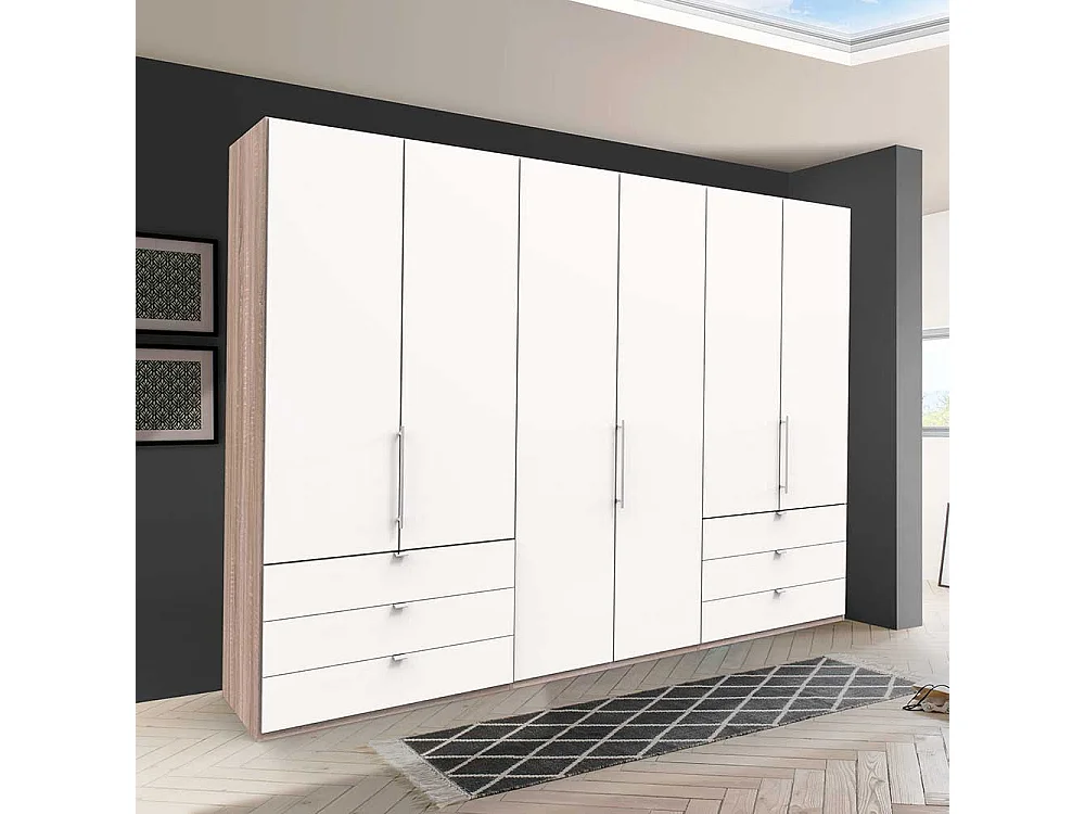 Großer Falttüren Kleiderschrank mit sechs Schubladen Made in Germany