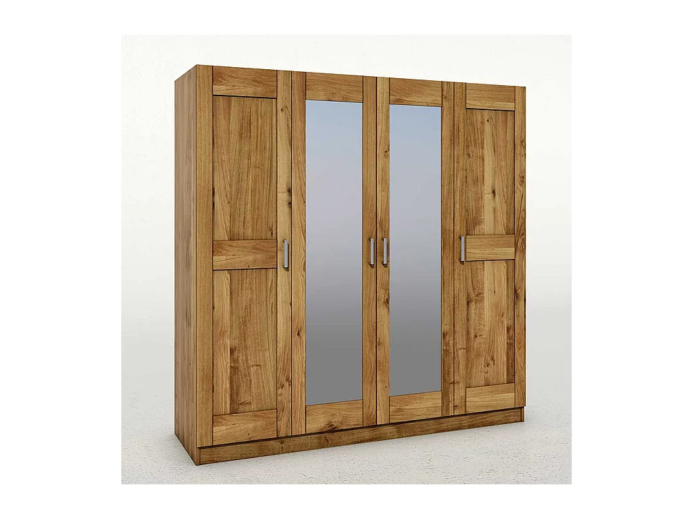 Spiegeltüren Kleiderschrank in Wildeichefarben 4 türig