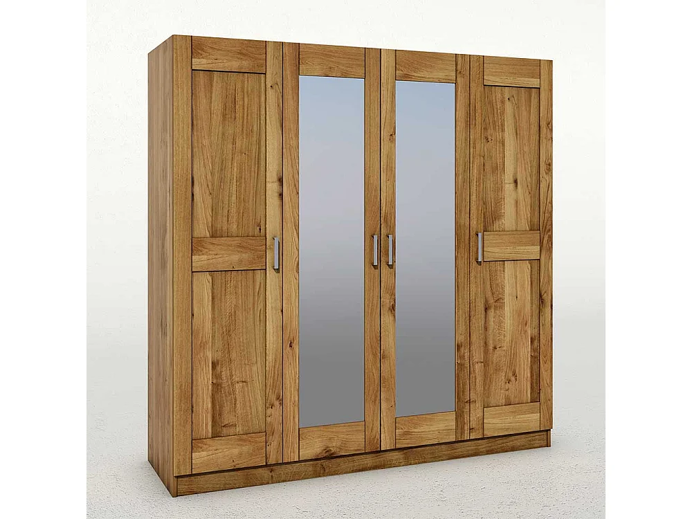 Spiegeltüren Kleiderschrank in Wildeichefarben 4 türig