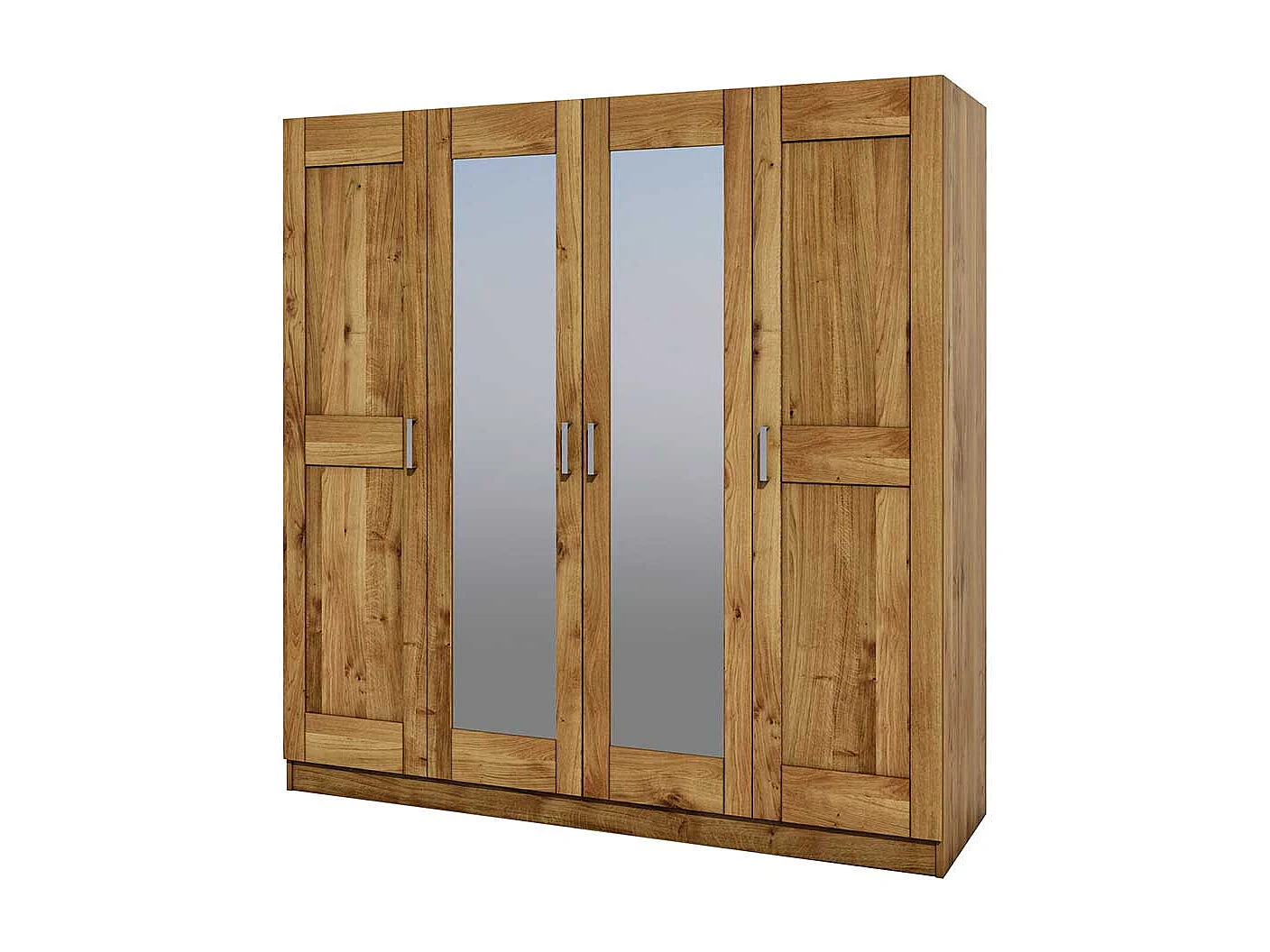 Spiegeltüren Kleiderschrank in Wildeichefarben 4 türig