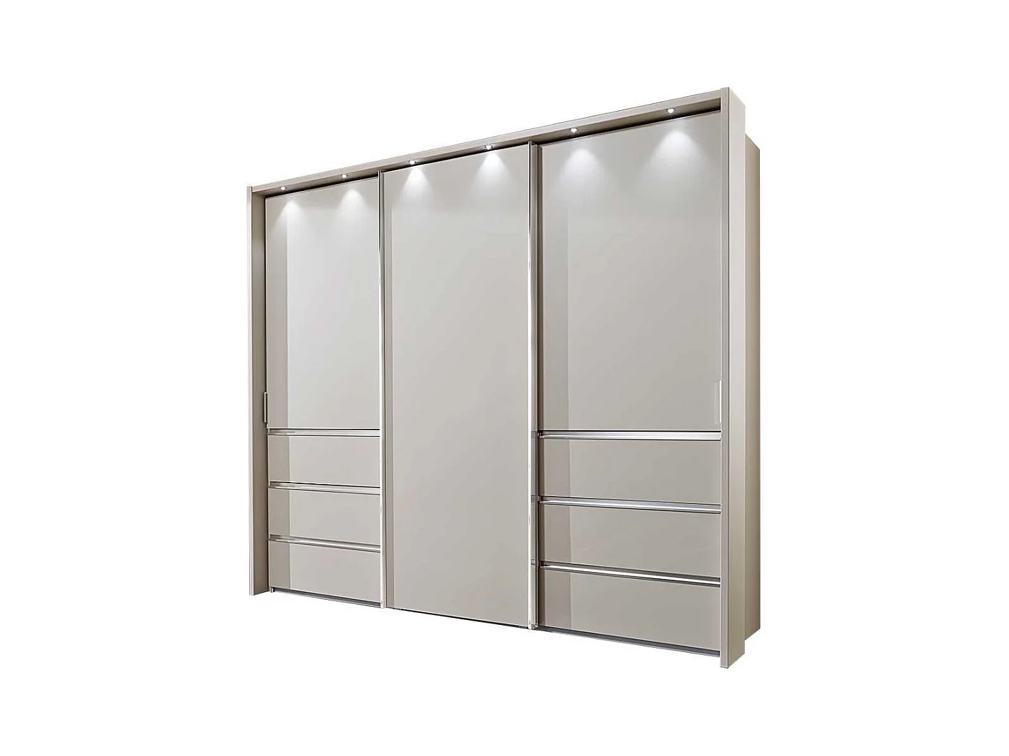 Schwebetüren Kleiderschrank in Beige Schubladen