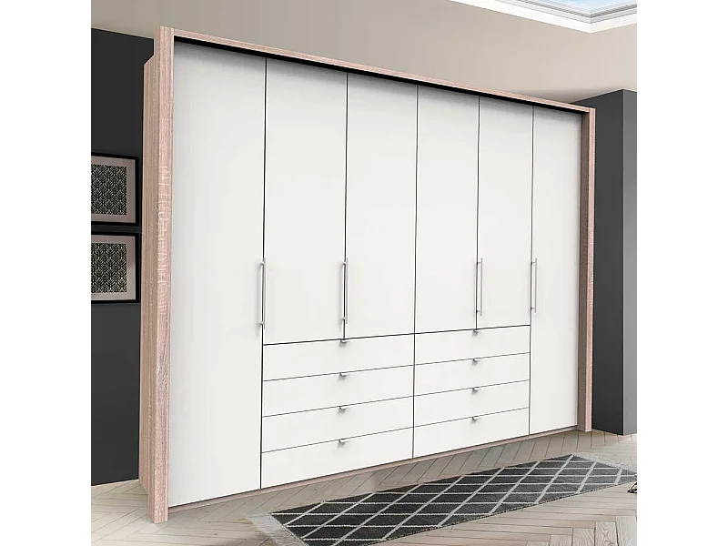 Luxus Schlafzimmerschrank in Weiß Eiche Sägerau