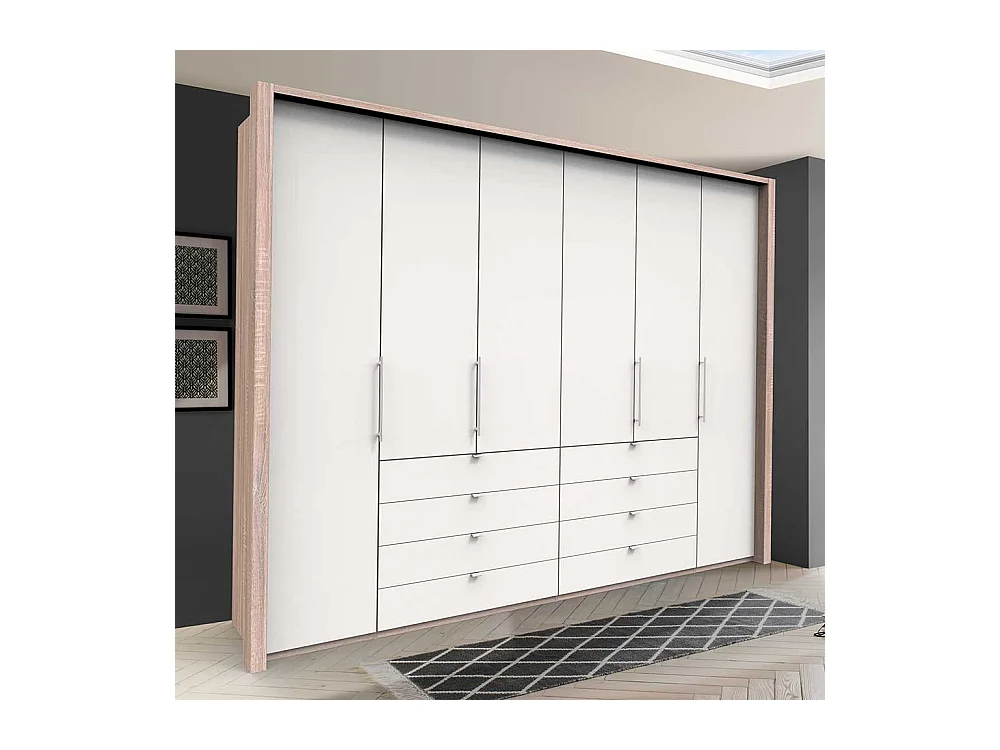 Luxus Schlafzimmerschrank in Weiß Eiche Sägerau