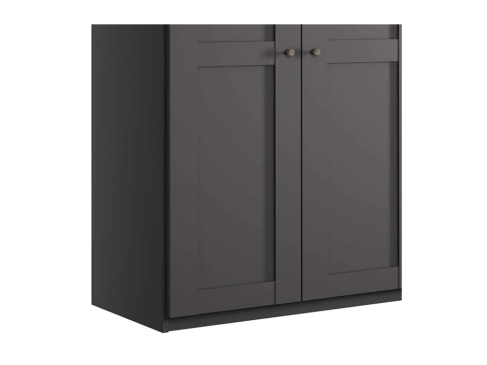 Grosser Kleiderschrank 5 Türen mit drei Schubladen Dunkelgrau