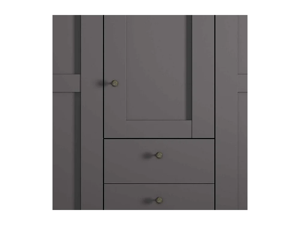 Grosser Kleiderschrank 5 Türen mit drei Schubladen Dunkelgrau