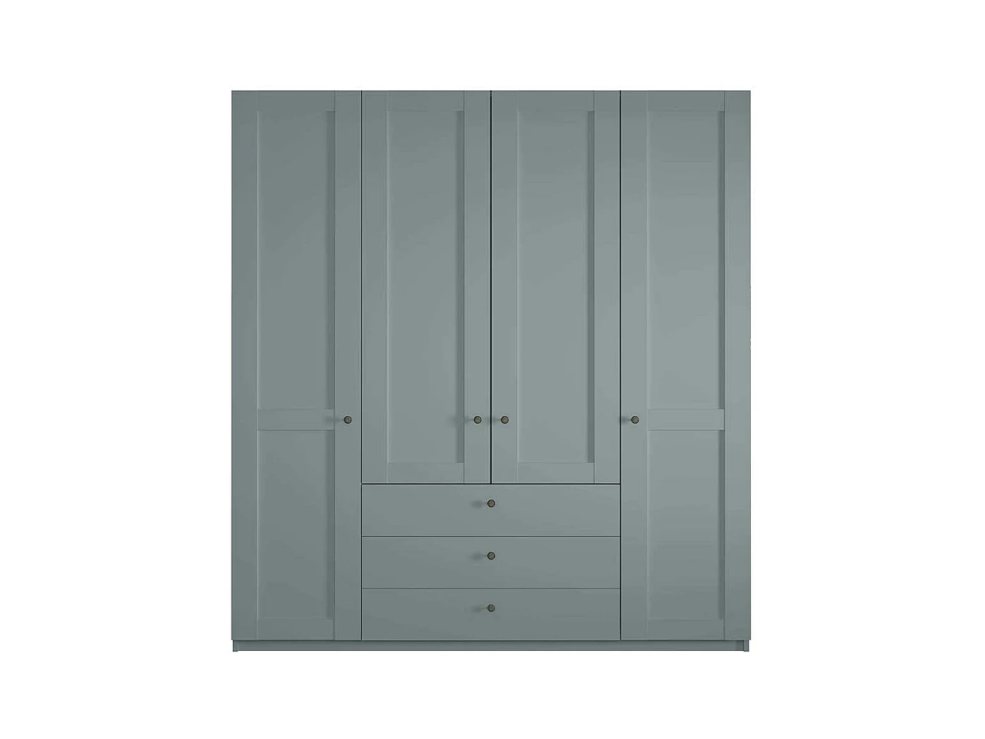 Moderner Landhaus Kleiderschrank in Graugrün drei Schubladen