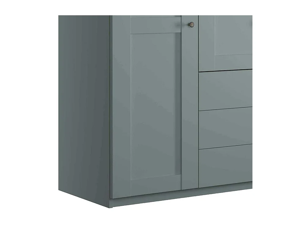 Moderner Landhaus Kleiderschrank in Graugrün drei Schubladen