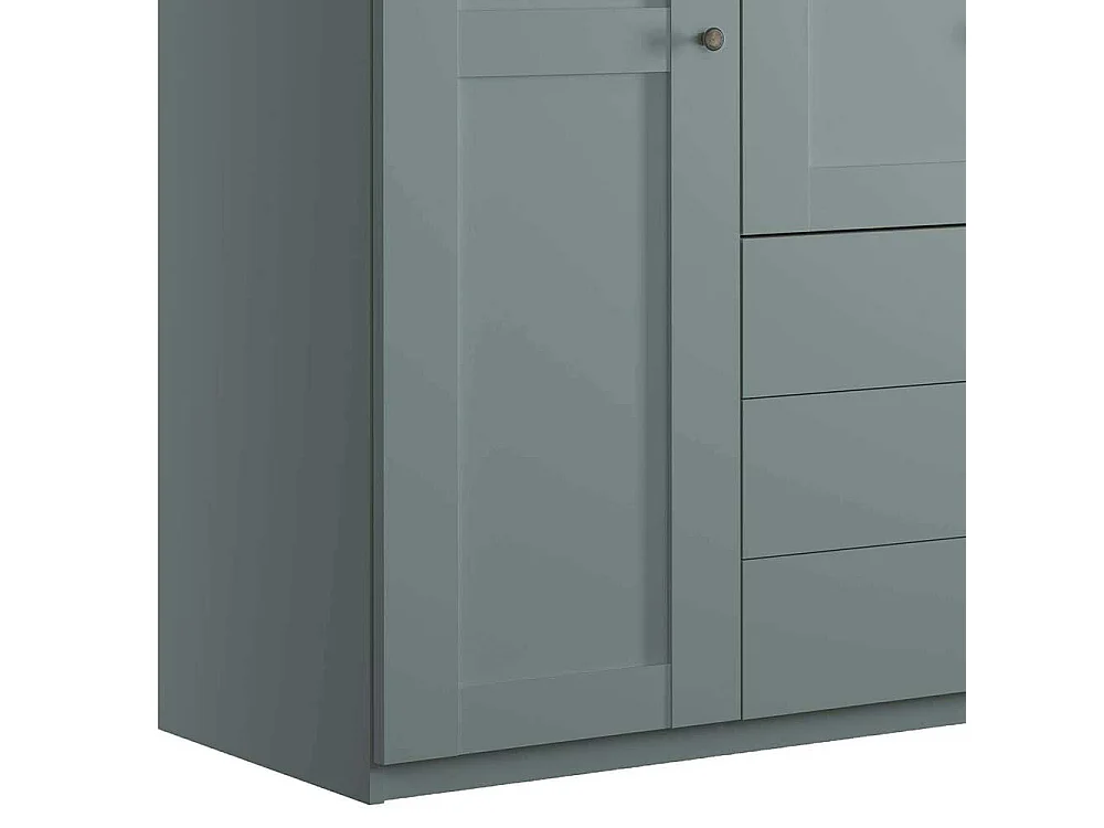 Moderner Landhaus Kleiderschrank in Graugrün drei Schubladen