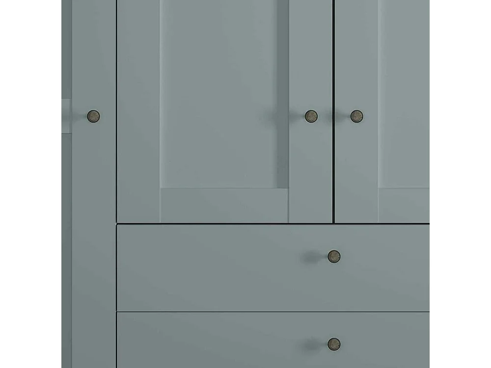 Moderner Landhaus Kleiderschrank in Graugrün drei Schubladen