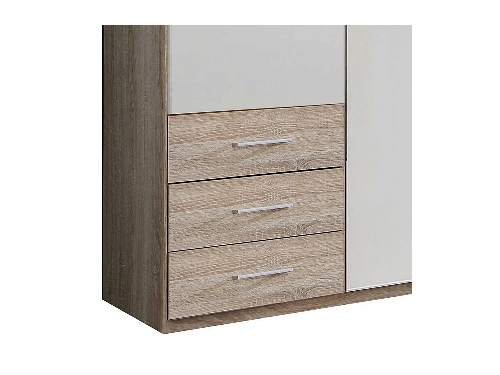 Drehtürenschrank Schlafzimmer in Weiß Eiche Sägerau Holzoptik