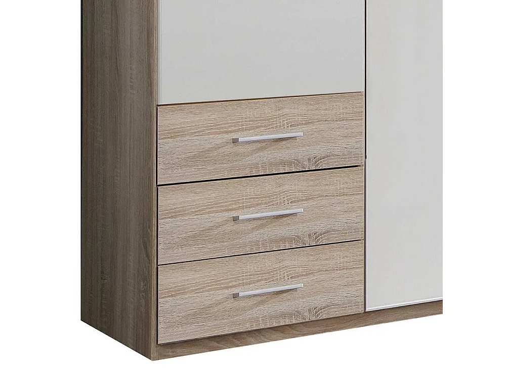 Drehtürenschrank Schlafzimmer in Weiß Eiche Sägerau Holzoptik