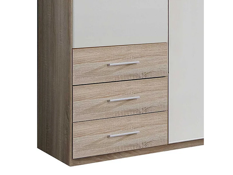 Drehtürenschrank Schlafzimmer in Weiß Eiche Sägerau Holzoptik