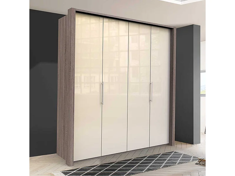 Kleiderschrank Jugendzimmer mit Falttüren Front glasbeschichtet