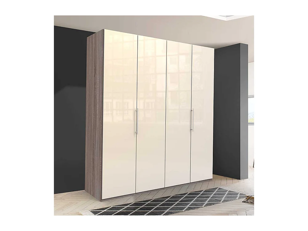 Kleiderschrank Jugendzimmer mit Falttüren Front glasbeschichtet