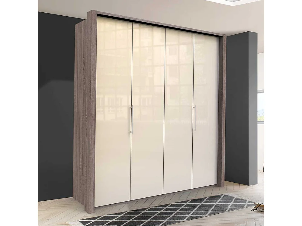 Kleiderschrank Jugendzimmer mit Falttüren Front glasbeschichtet