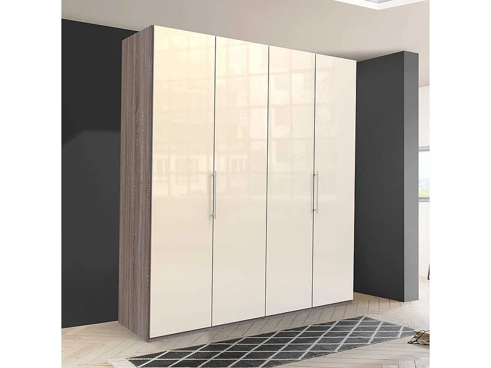 Kleiderschrank Jugendzimmer mit Falttüren Front glasbeschichtet