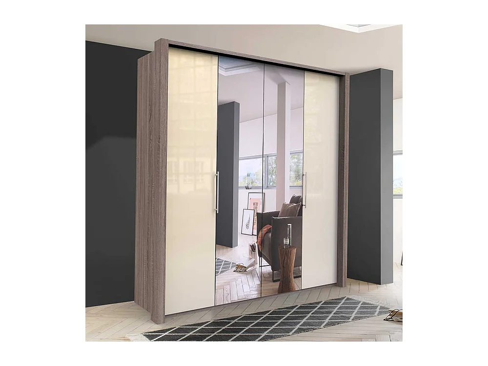 Spiegel Kleiderschrank mit Falttüren glasbeschichtet