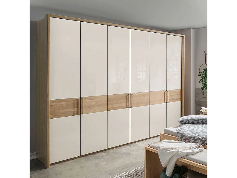 Drehtüren Kleiderschrank in Beige Glas beschichtet 6-türig