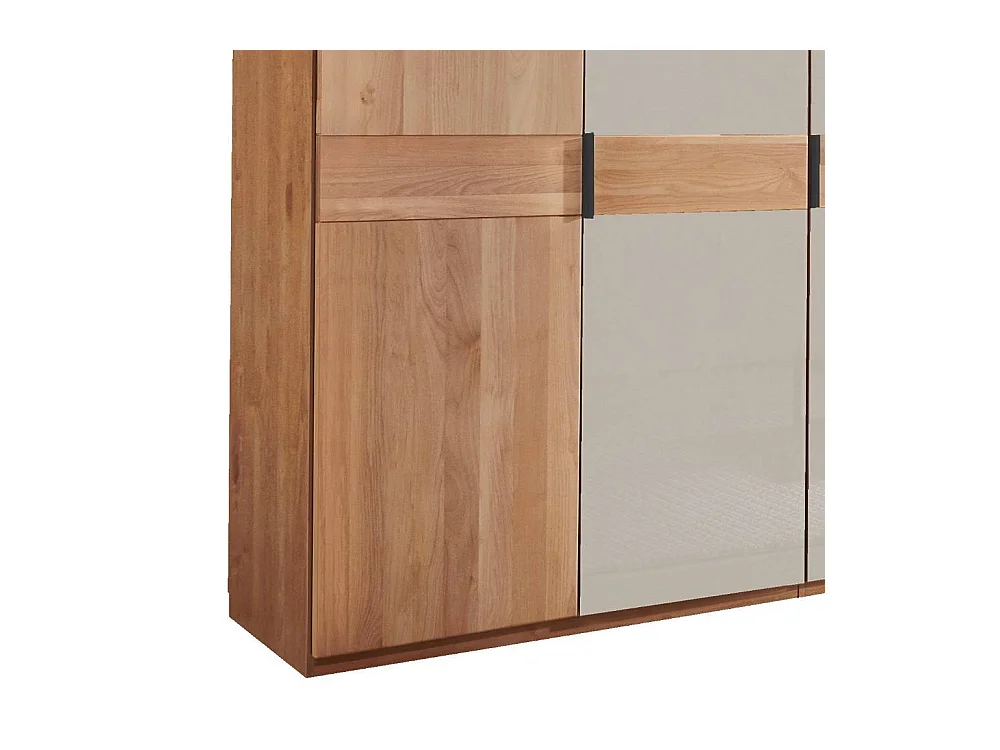 Schlafzimmerschrank Drehtürenkleiderschrank in Champagner & Erle mit Metallgriffen