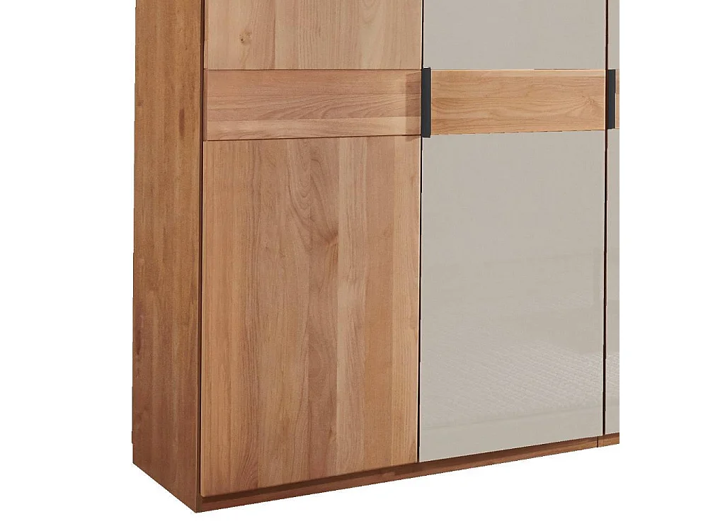 Schlafzimmerschrank Drehtürenkleiderschrank in Champagner & Erle mit Metallgriffen