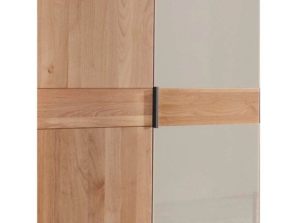 Schlafzimmerschrank Drehtürenkleiderschrank in Champagner & Erle mit Metallgriffen