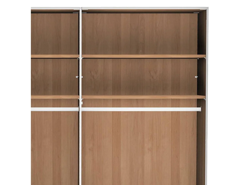 Schlafzimmerschrank Drehtürenkleiderschrank in Champagner & Erle mit Metallgriffen