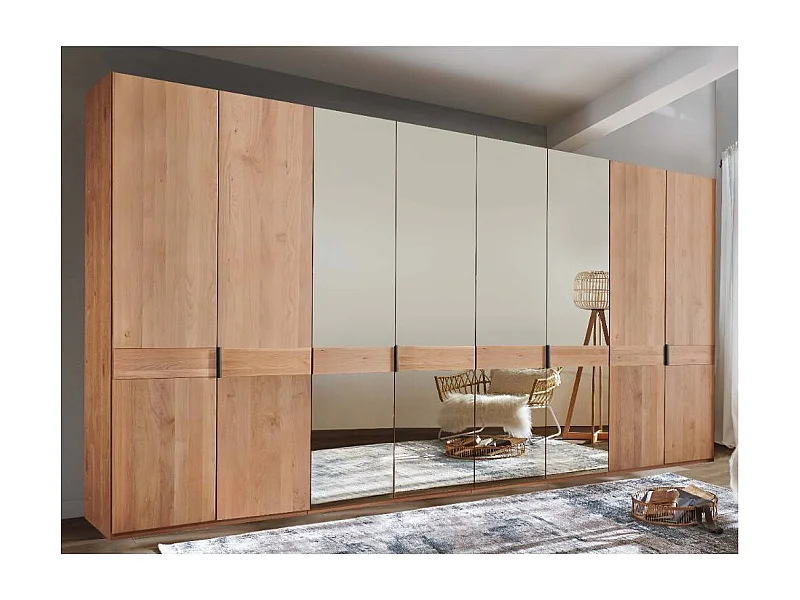 Spiegelkleiderschrank Drehtürenschrank 393 cm breit in Erlefarben