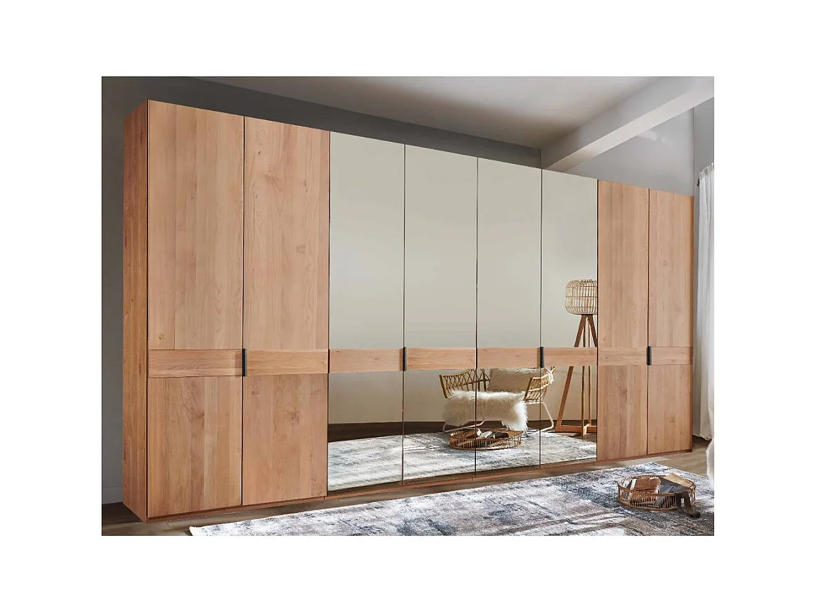 Spiegelkleiderschrank Drehtürenschrank 393 cm breit in Erlefarben