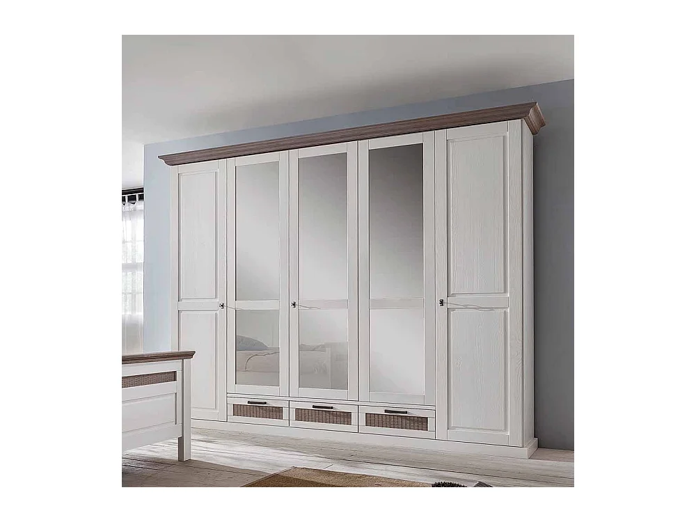 Schlafzimmerschrank im Landhausstil Weiß abschließbar