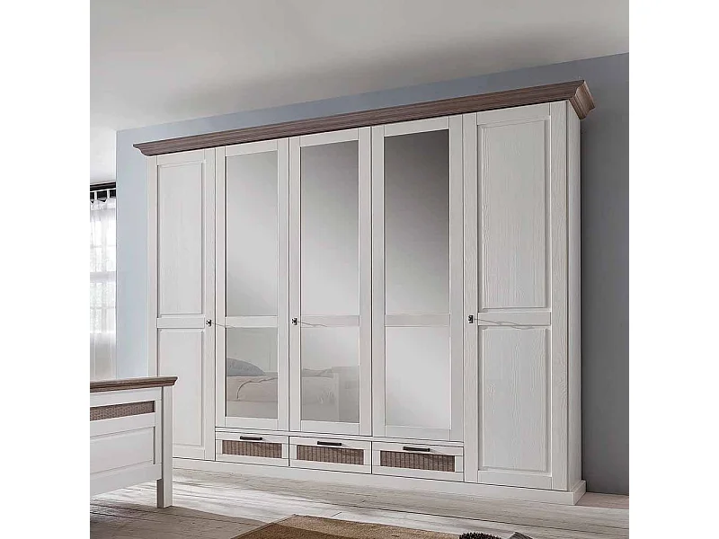 Schlafzimmerschrank im Landhausstil Weiß abschließbar
