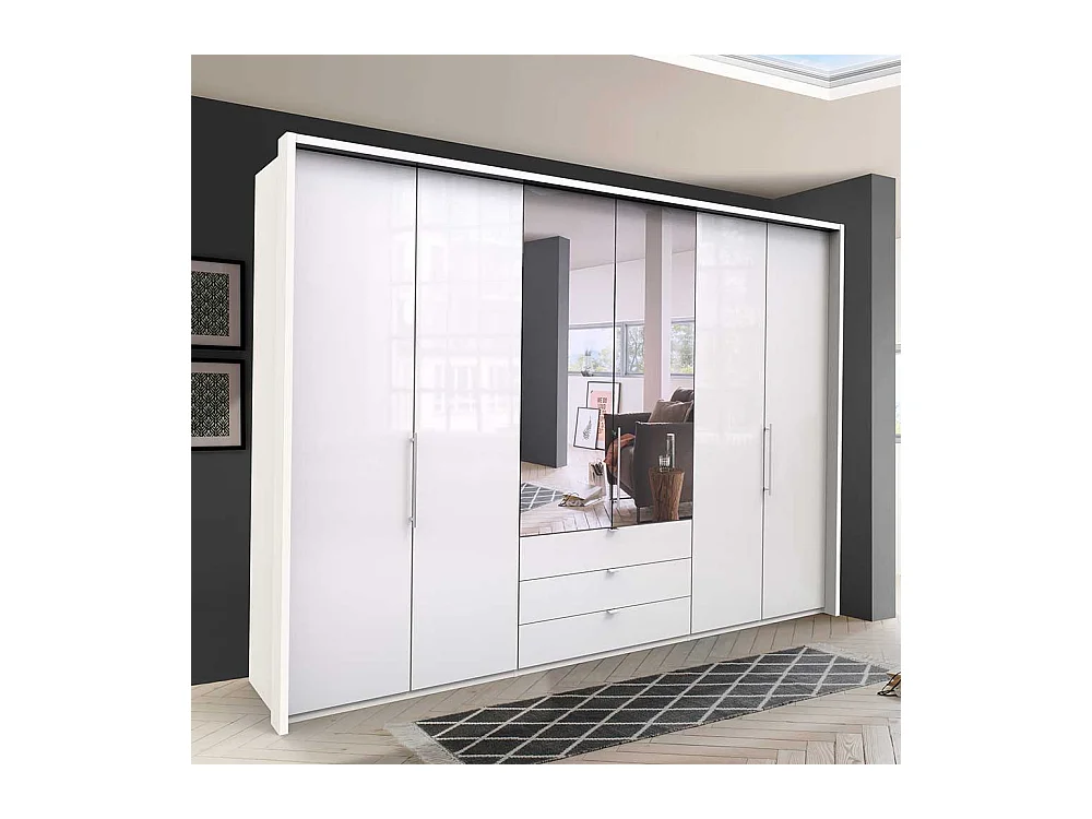 Falttüren Kleiderschrank mit Spiegel Weiß