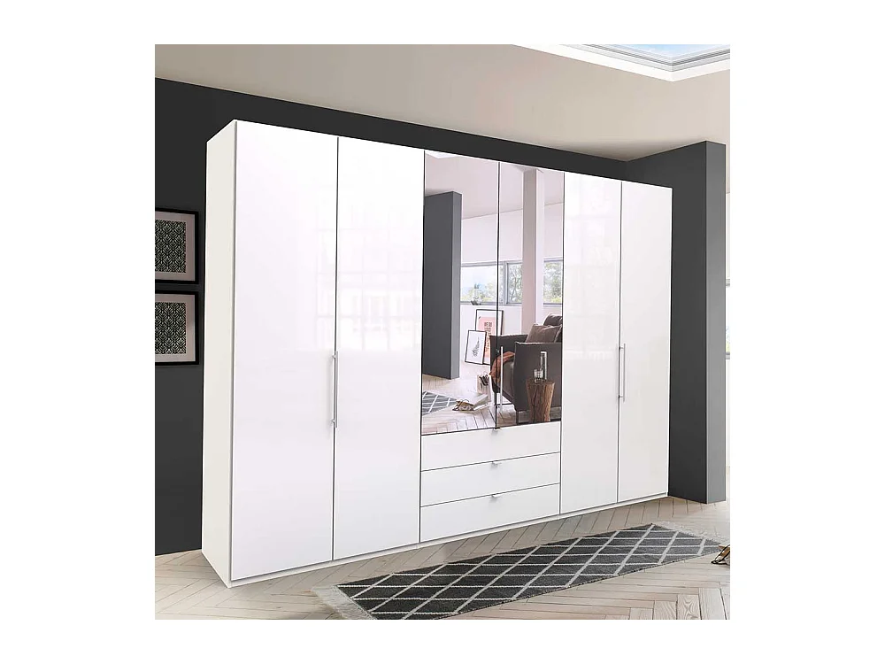 Falttüren Kleiderschrank mit Spiegel Weiß