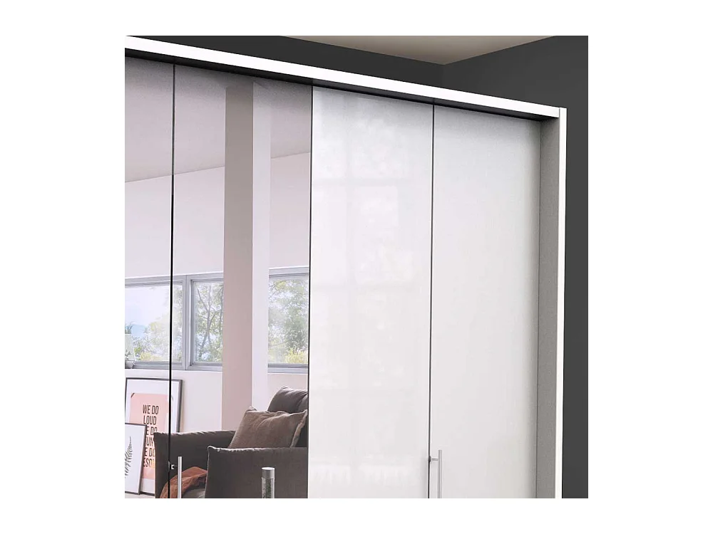 Falttüren Kleiderschrank mit Spiegel Weiß