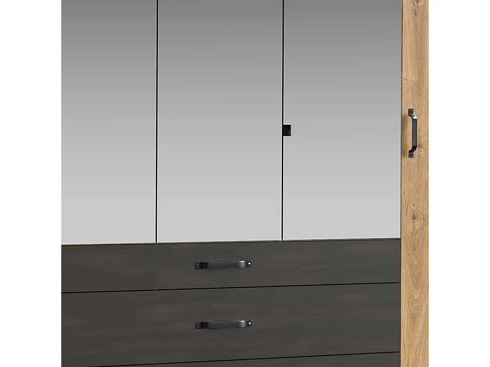 Kleiderschrank 5-türig modern im Industry und Loft Stil drei Schubladen