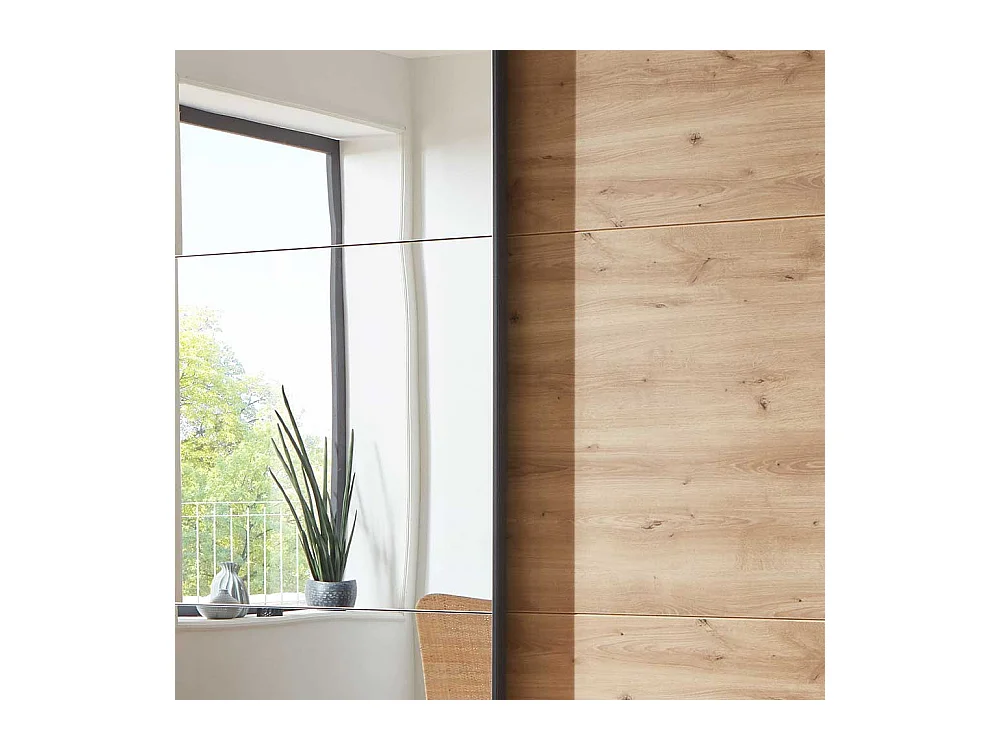 Kleiderschrank Schwebetüren in Eiche Bianco und Anthrazit Made in Germany