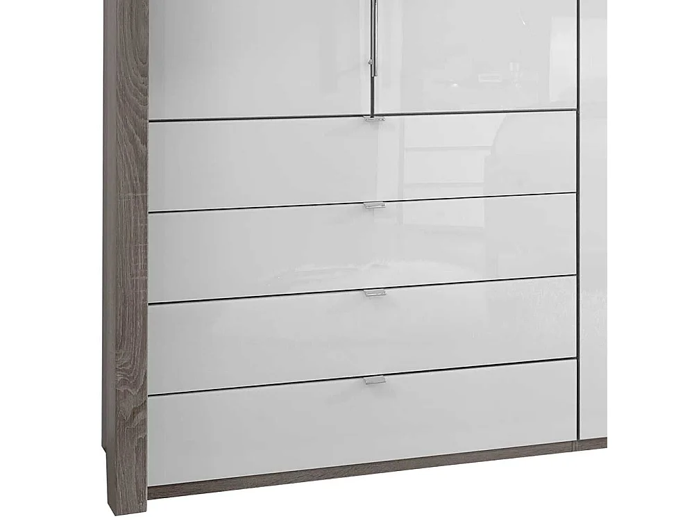 Falttüren Schlafzimmerschrank in Weiß und Trüffelfarben Made in Germany