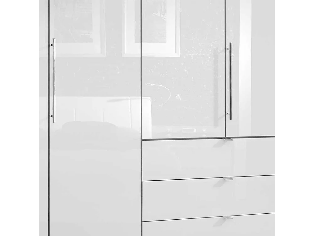 Falttüren Schlafzimmerschrank in Weiß und Trüffelfarben Made in Germany