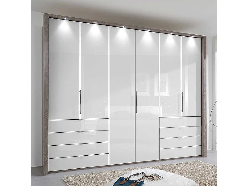 Falttüren Schlafzimmerschrank in Weiß und Trüffelfarben Made in Germany