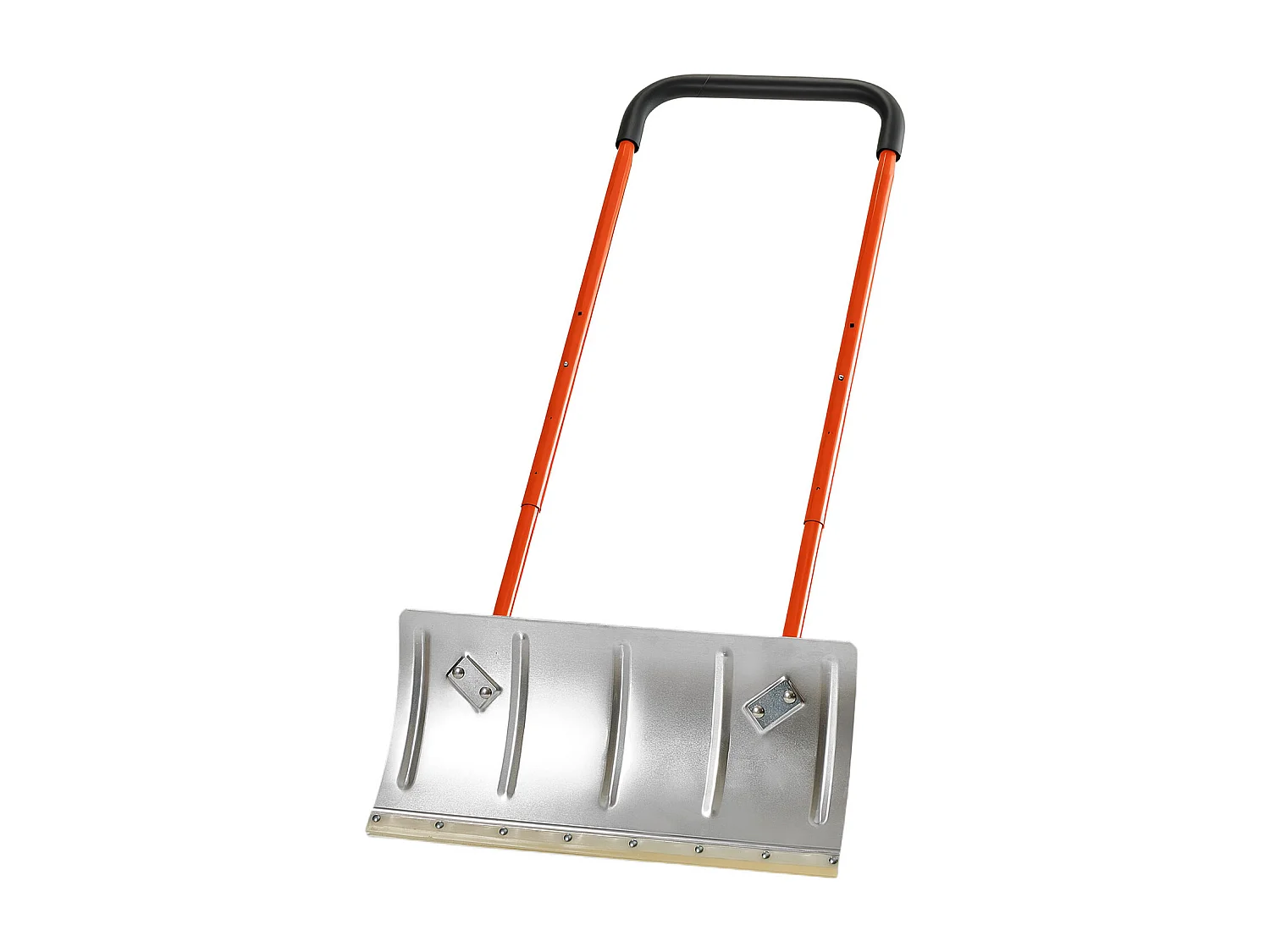 Pá de Neve SucceBuy sobre Rodas, 61 cm, Empurrador de Neve com Lâmina Bidirecional, Cabo Ajustável 90°, Pá de Remoção de Neve Metálica, para Limpeza