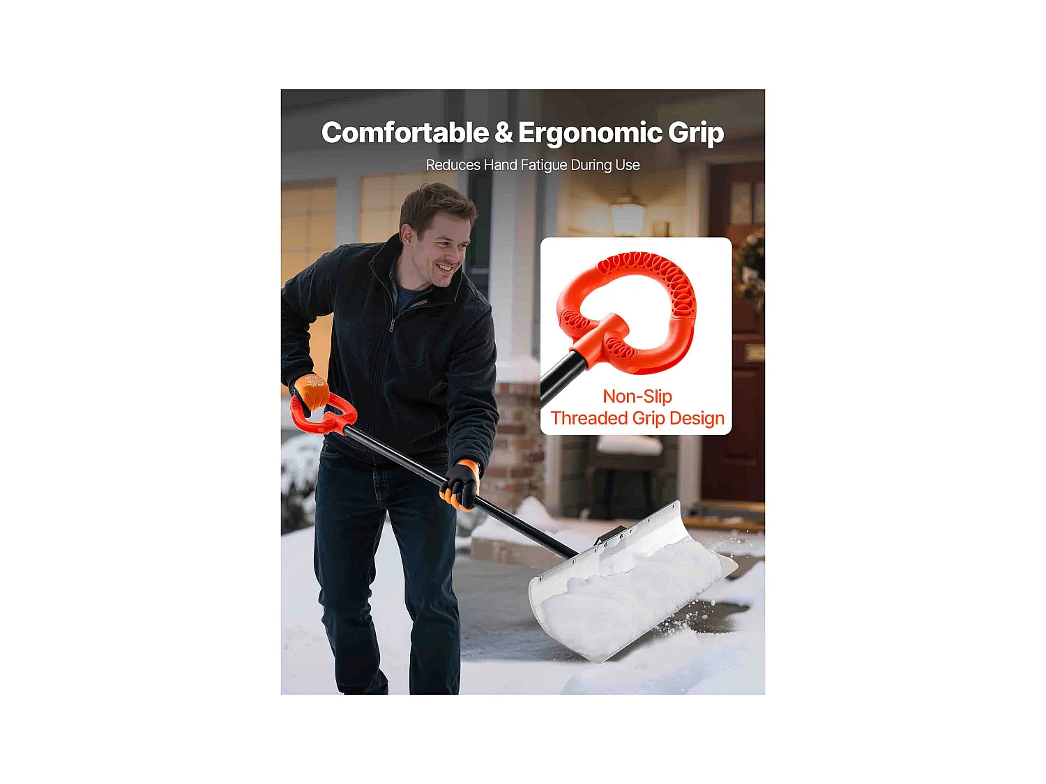 Sneeuwschuiver SucceBuy, 76,2 cm, Sneeuwschuiver met Ergonomisch Handvat, Lemmet van PEHD Kunststof, Sneeuwruimer met Gesegmenteerd Handvat, Sneeuwschuiver