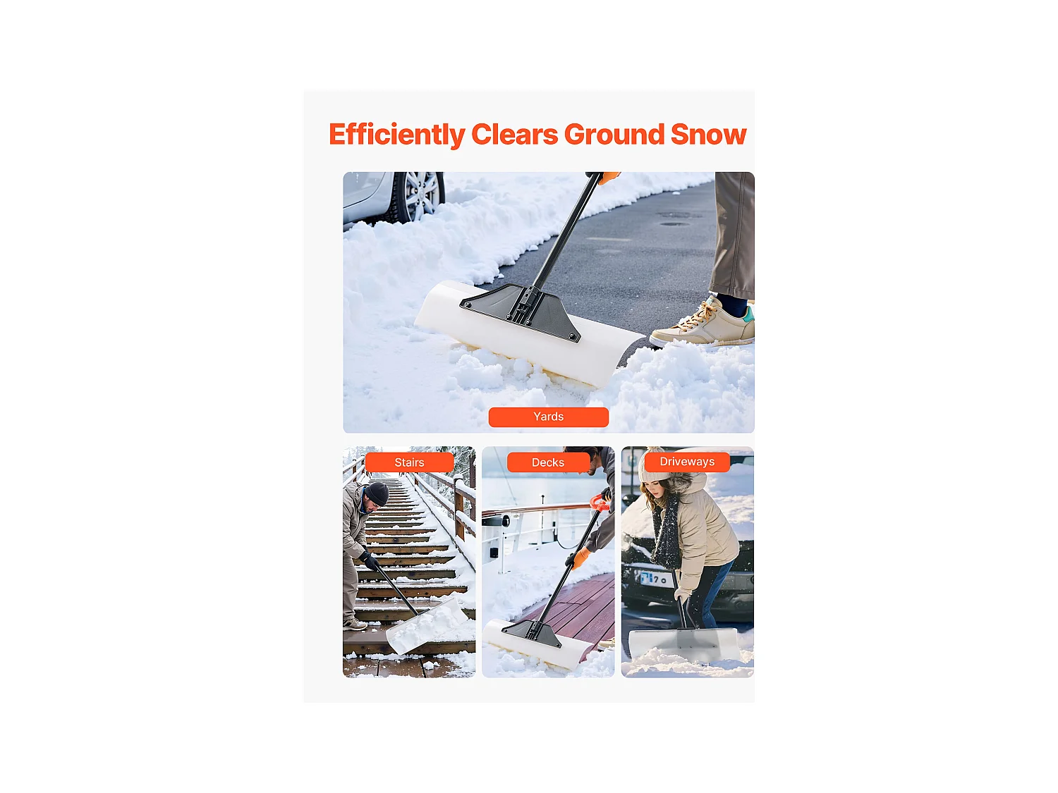 Sneeuwschuiver SucceBuy, 76,2 cm, Sneeuwschuiver met Ergonomisch Handvat, Lemmet van PEHD Kunststof, Sneeuwruimer met Gesegmenteerd Handvat, Sneeuwschuiver