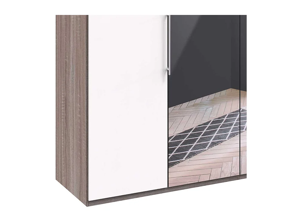 Spiegeltürenschrank in Weiß Eiche Trüffelfarben