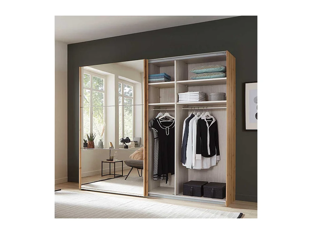 Schwebetürenkleiderschrank in Eiche Bianco Made in Germany